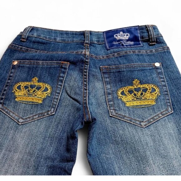 Victoria Beckham for Rock & Republic “Madrid” Jeans Size 29  Gold Crown Crystals - Picture 5 of 10